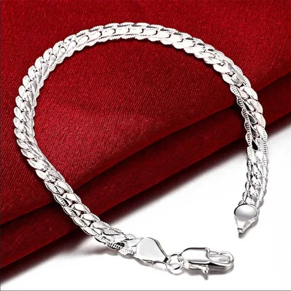 New Unisex 925 Silver Beautiful Snake Bracelet - Picture 1 of 2
